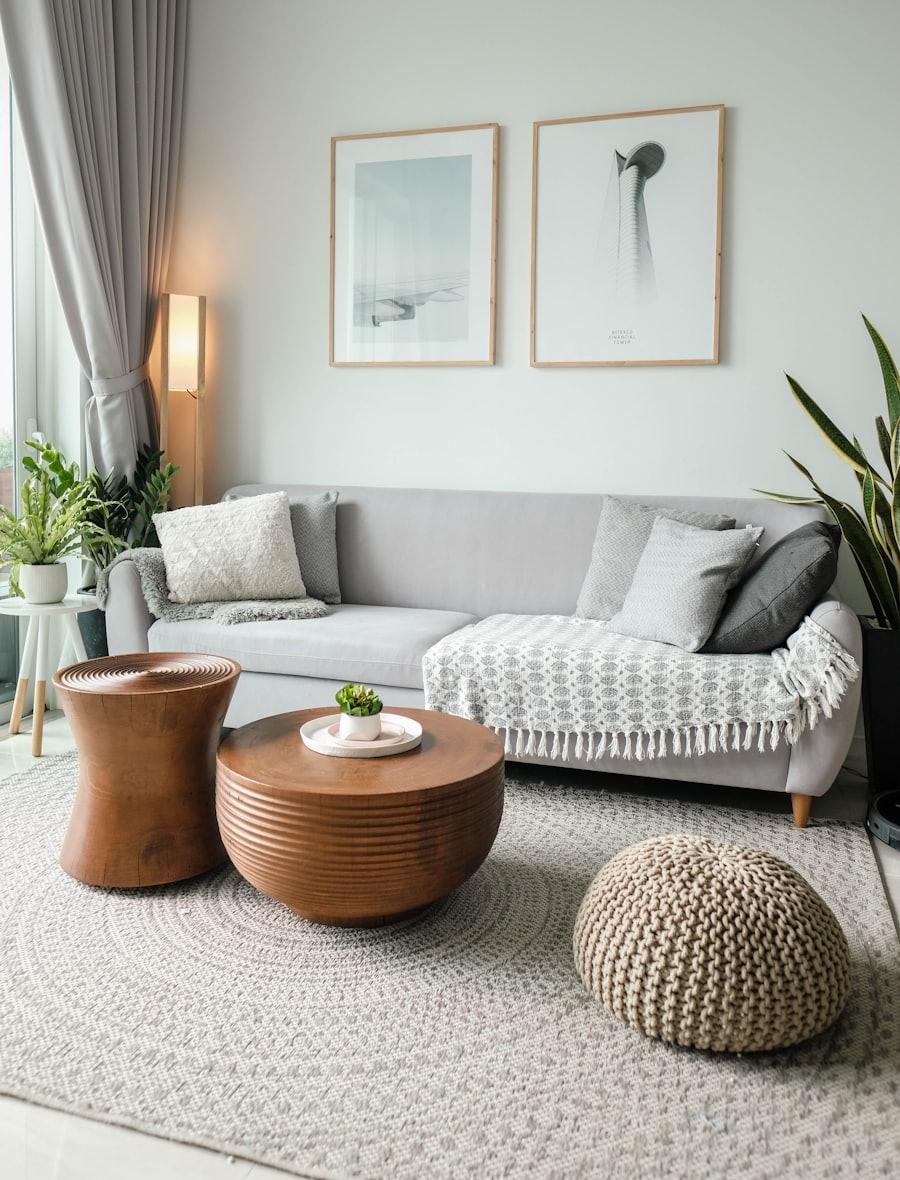 A bright, staged living room